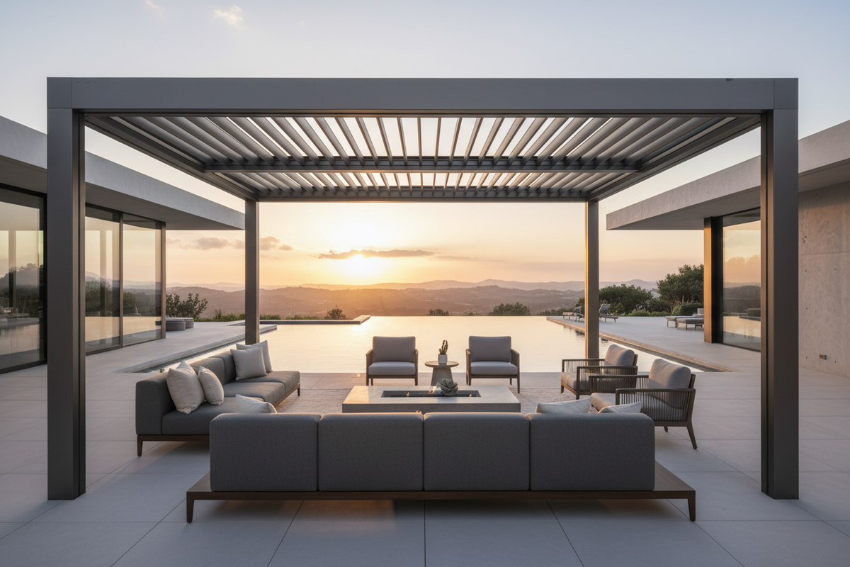 Modern Louvred Aluminium Pergola